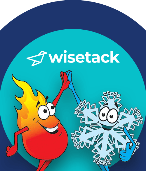 Flame and snowflake mascot characters