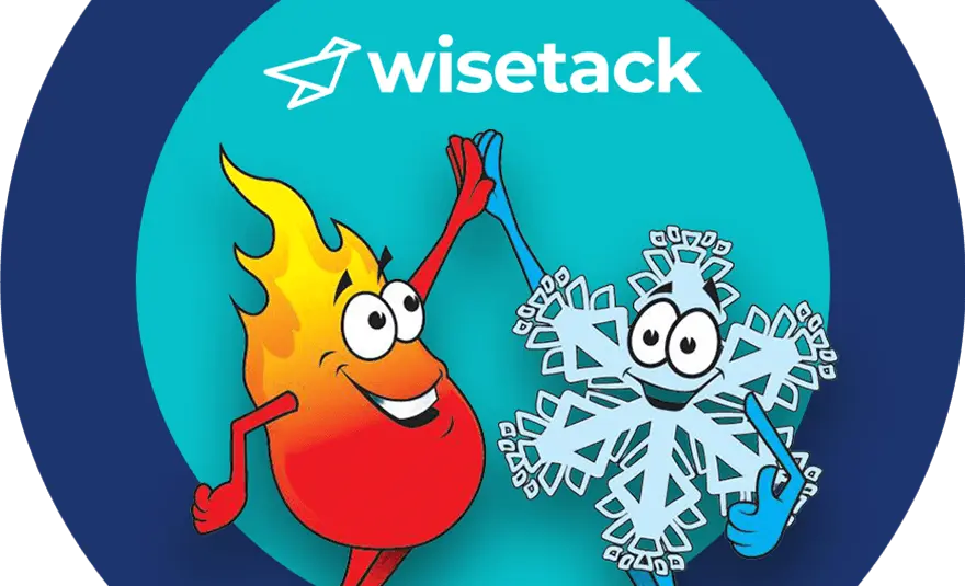 Flame and snowflake mascot characters